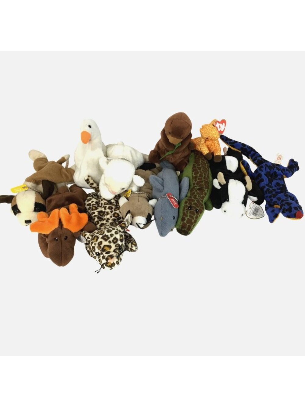 TY Beanie Babies Lot of 12 Plush w/ Tags Vintage 90s Bundle Leopard Moose Cow 🧸